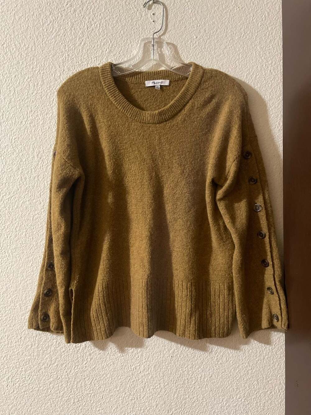 Madewell Birchmont Side-Button Pullover Sweater  Textured Yarn Size Small